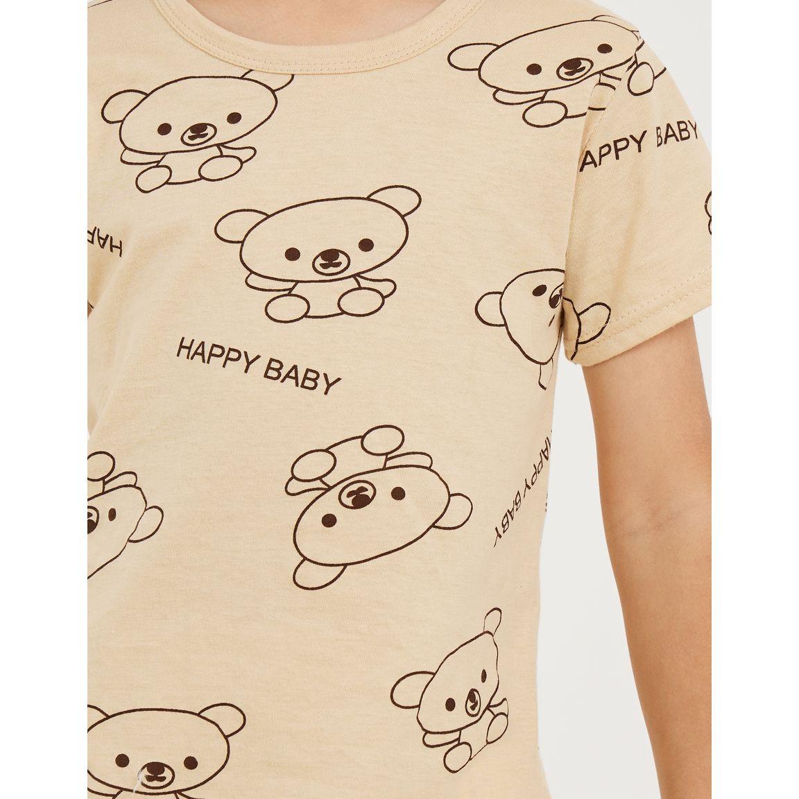 Styli All Over Bear Print T-Shirt & Shorts Set-boys-clothing-nightwear-image-4
