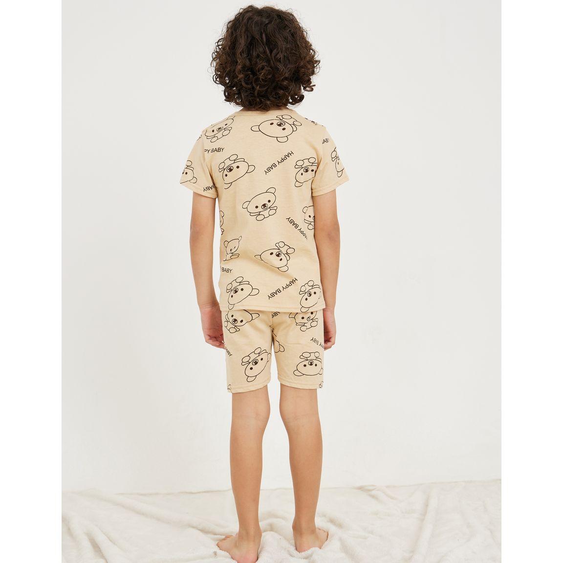 Styli All Over Bear Print T-Shirt & Shorts Set-boys-clothing-nightwear-image-6