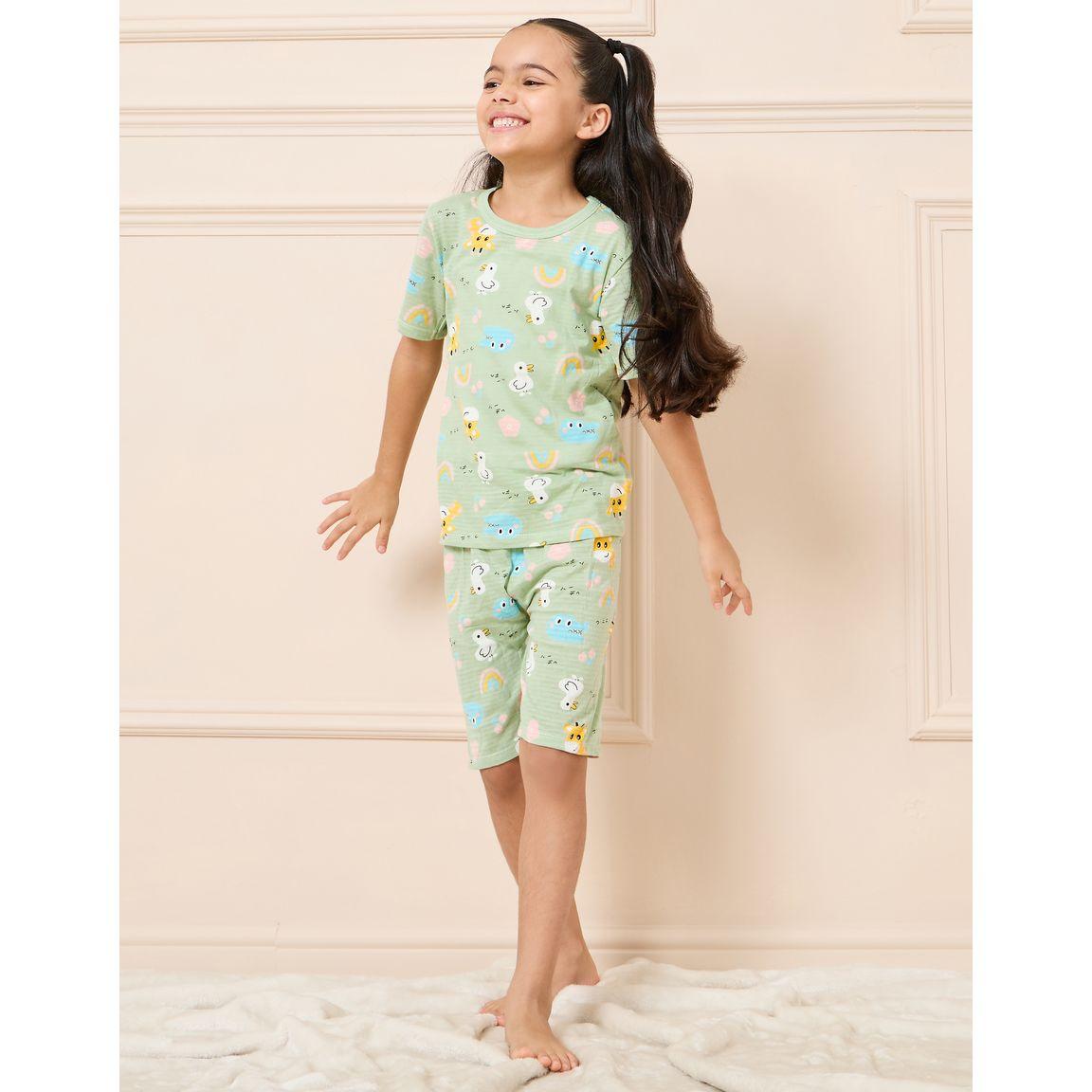 مجموعة من شورت مع تيشيرت بطبعة كارتون-girls-clothing-nightwear-image-2
