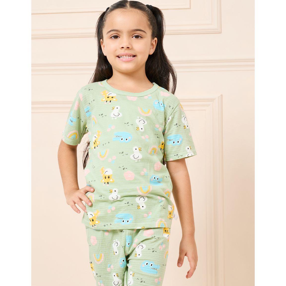 مجموعة من شورت مع تيشيرت بطبعة كارتون-girls-clothing-nightwear-image-3