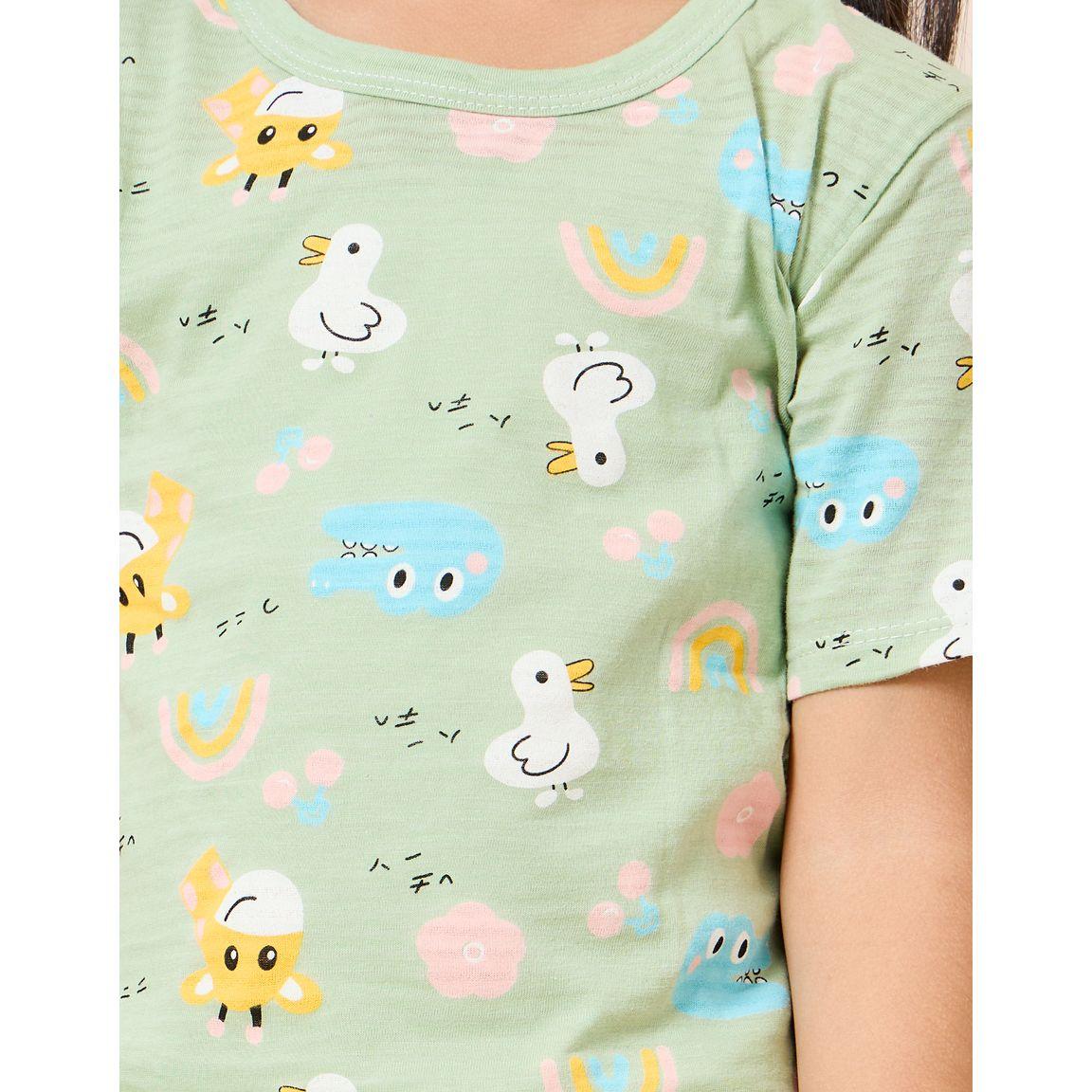 مجموعة من شورت مع تيشيرت بطبعة كارتون-girls-clothing-nightwear-image-6