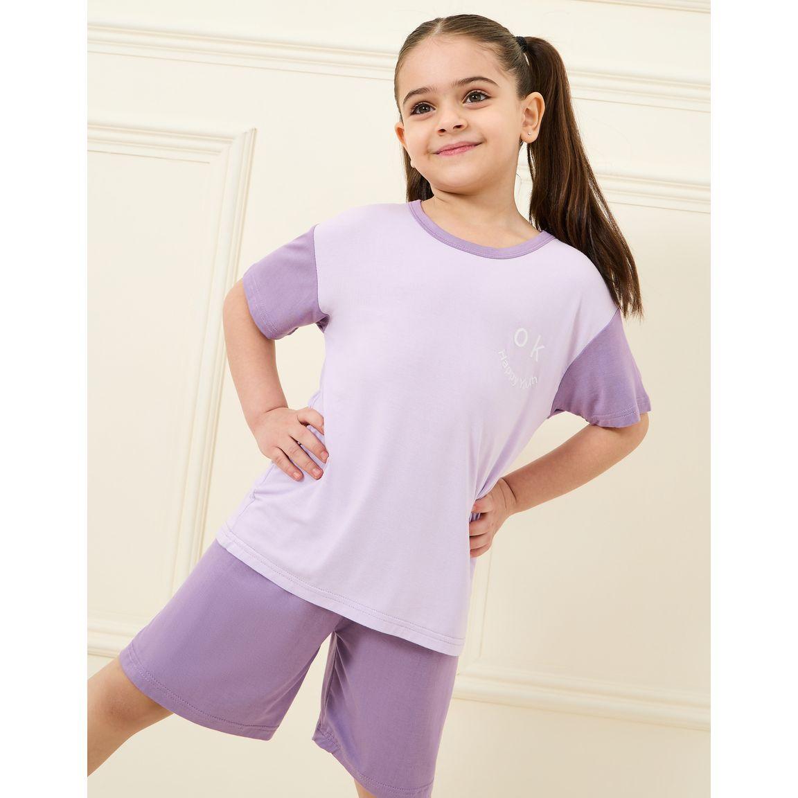 Styli Colorblock T-shirt and Short Set-girls-clothing-nightwear-image-2