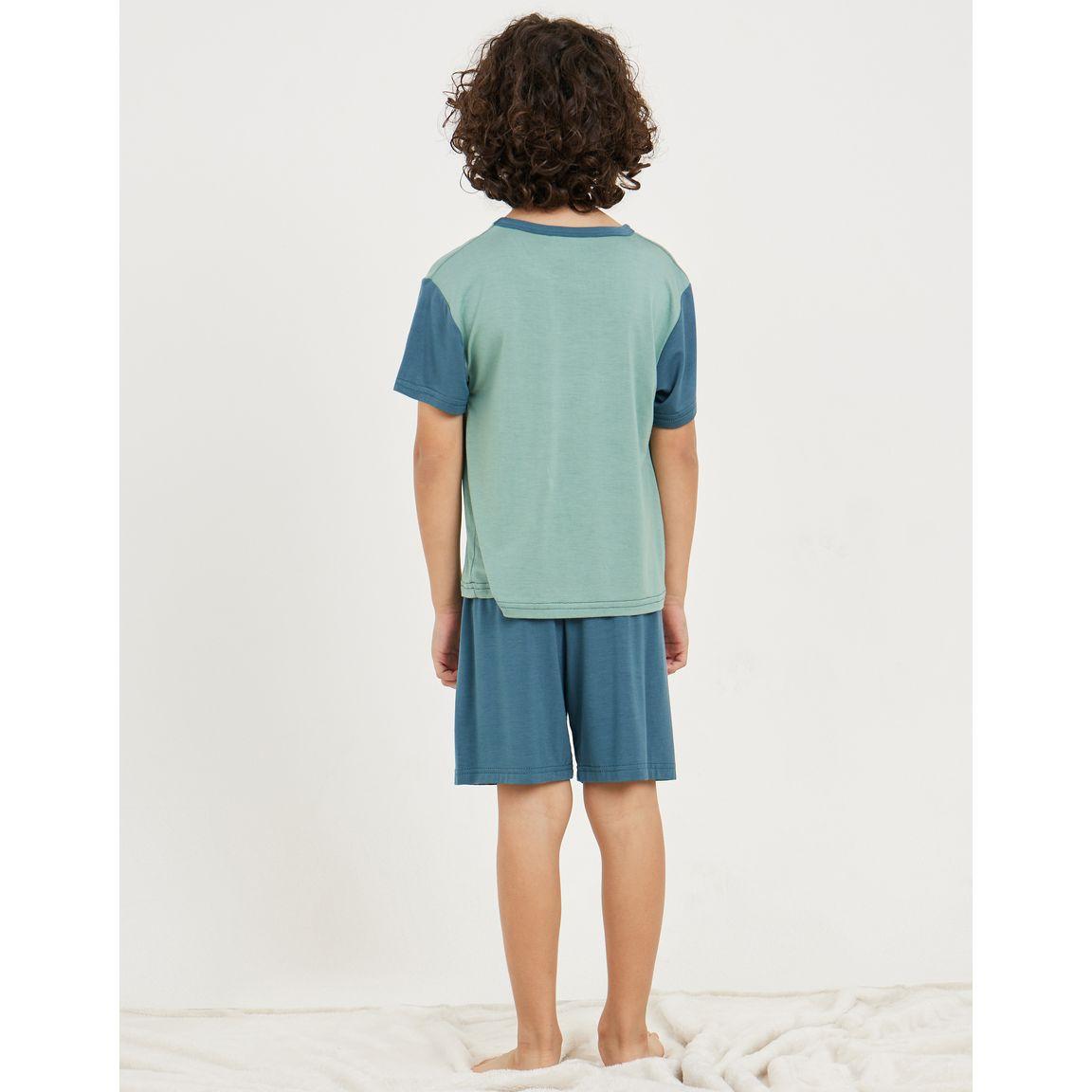 Styli Colorblock Sleeve Print T-Shirt & Shorts Set-boys-clothing-nightwear-image-5