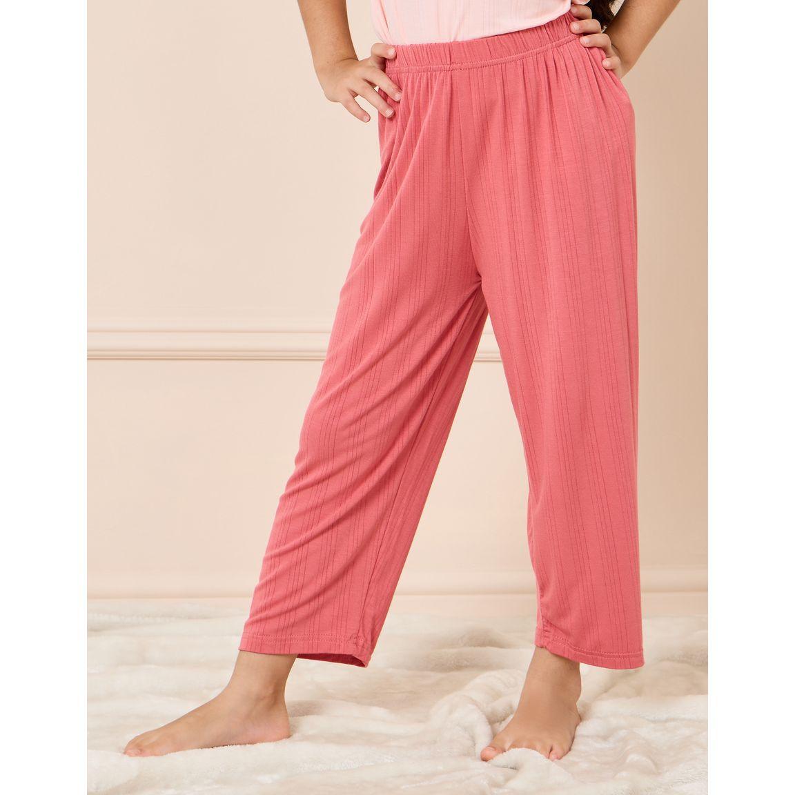 Styli Textured Placement Print T-Shirt & Pyjama Set-girls-clothing-nightwear-image-3