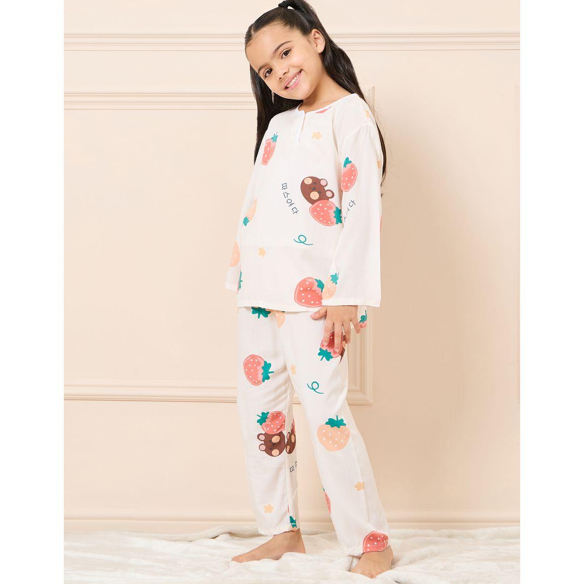 Styli All Over Print Long Sleeve T-Shirt & Pyjama Set-girls-clothing-nightwear-image-1