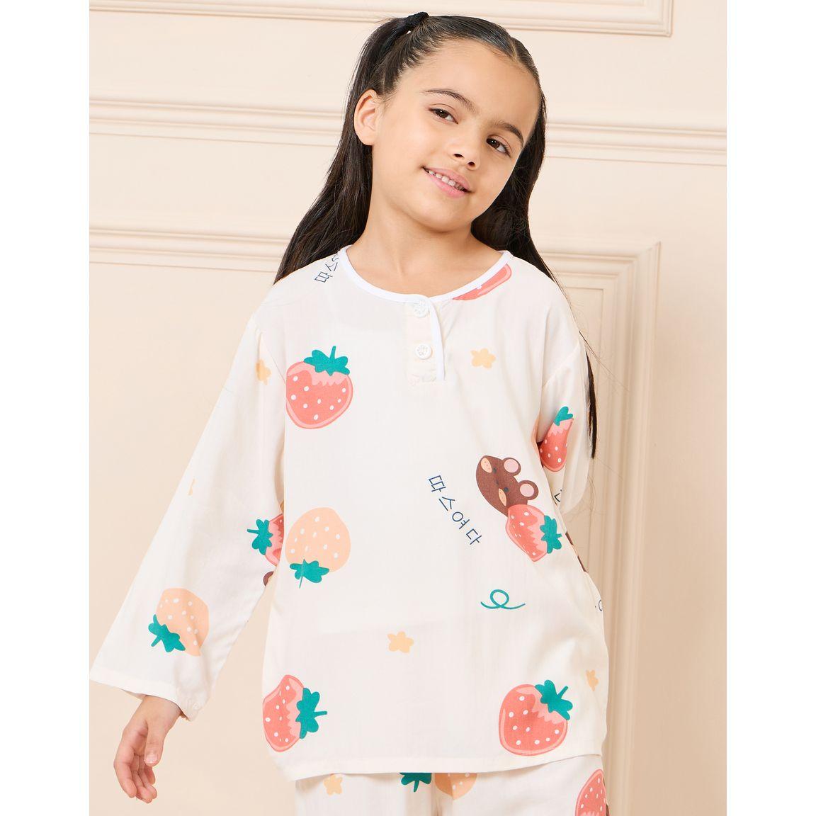 Styli All Over Print Long Sleeve T-Shirt & Pyjama Set-girls-clothing-nightwear-image-2