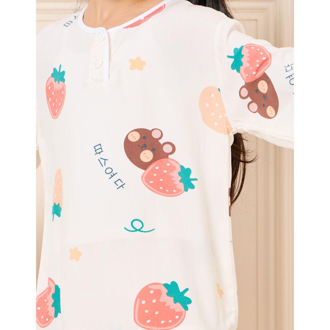 Styli All Over Print Long Sleeve T-Shirt & Pyjama Set-girls-clothing-nightwear-image-3