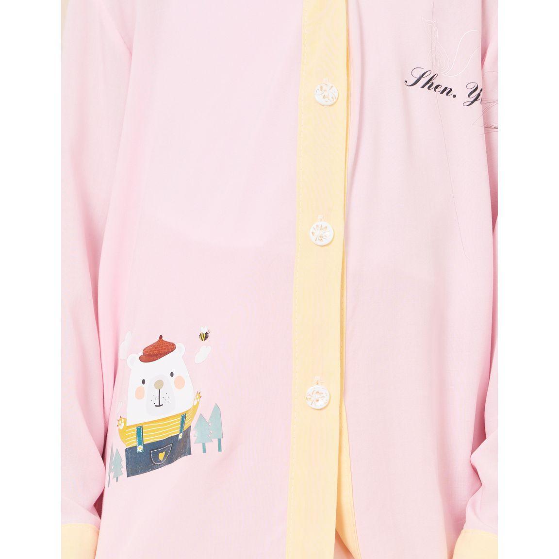 Styli Contrast Button Placket Shirt & Pyjama Set-girls-clothing-nightwear-image-3