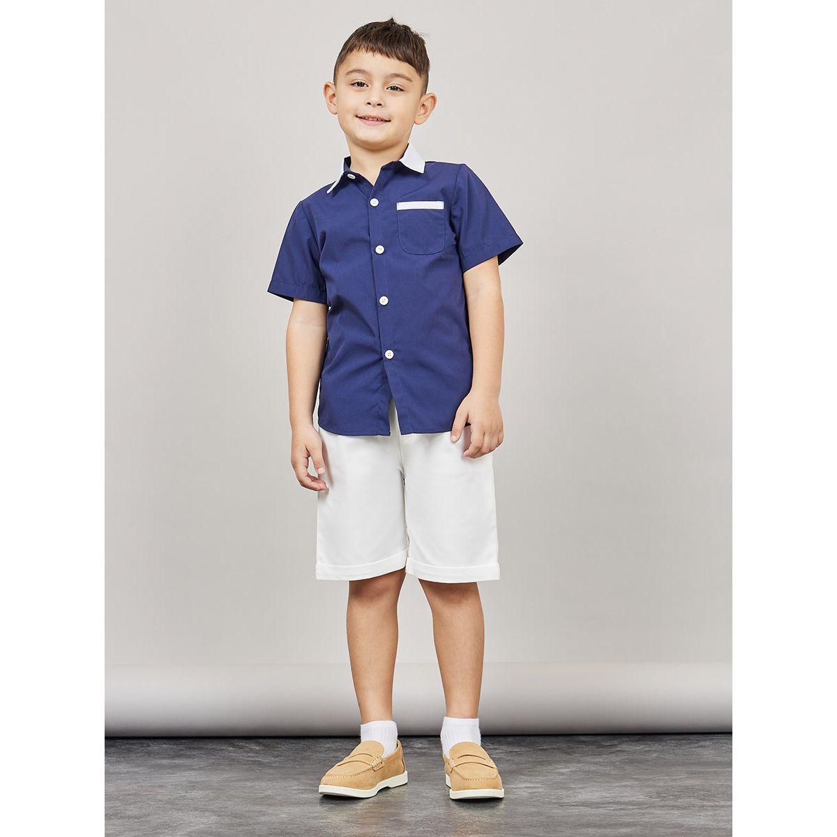 Styli Pack of 4 - Colorblock Pocket Detail Shirt, Bow Tie, Shorts & Suspender Belt-boys-clothing-setsandcoords-image-3