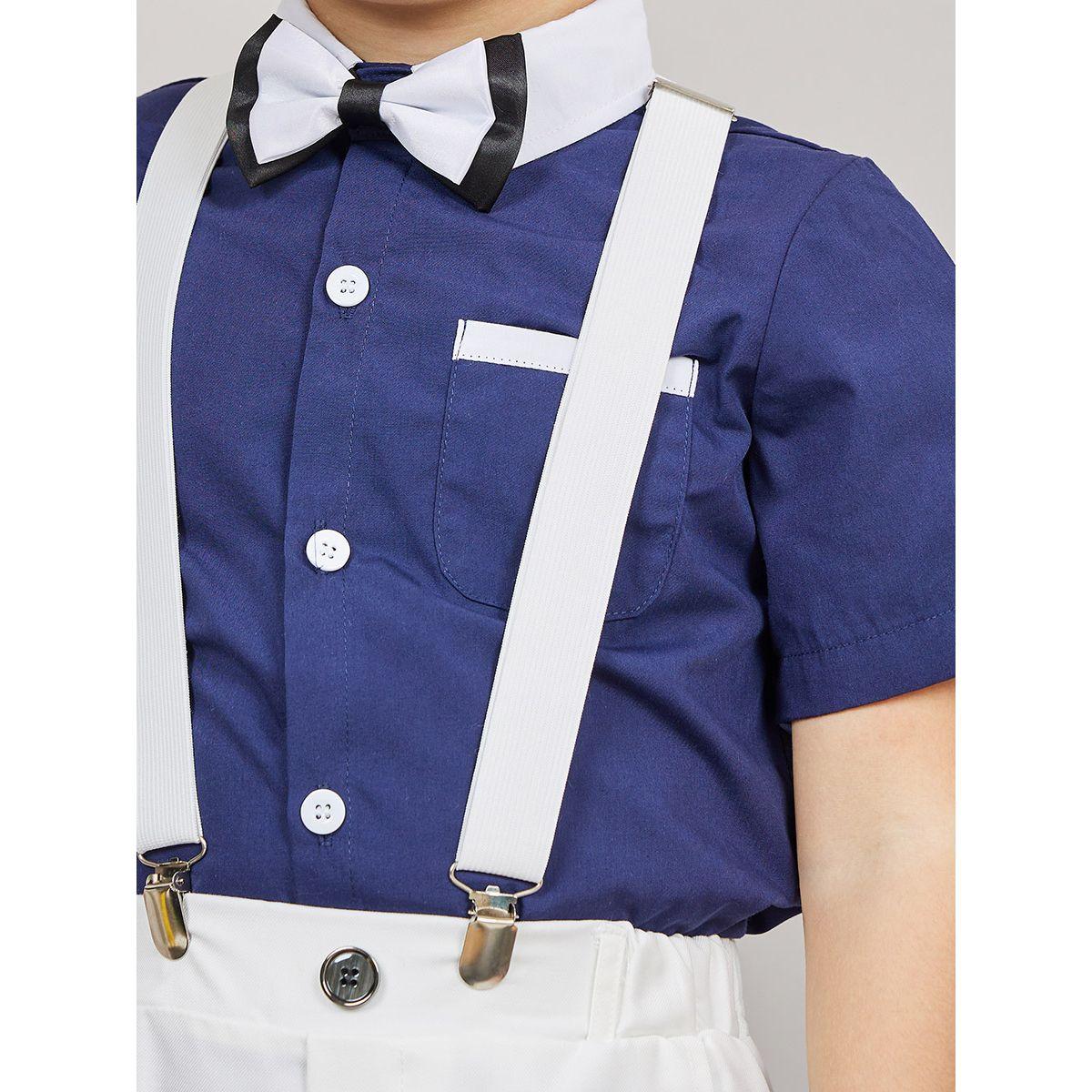 Styli Pack of 4 - Colorblock Pocket Detail Shirt, Bow Tie, Shorts & Suspender Belt-boys-clothing-setsandcoords-image-5