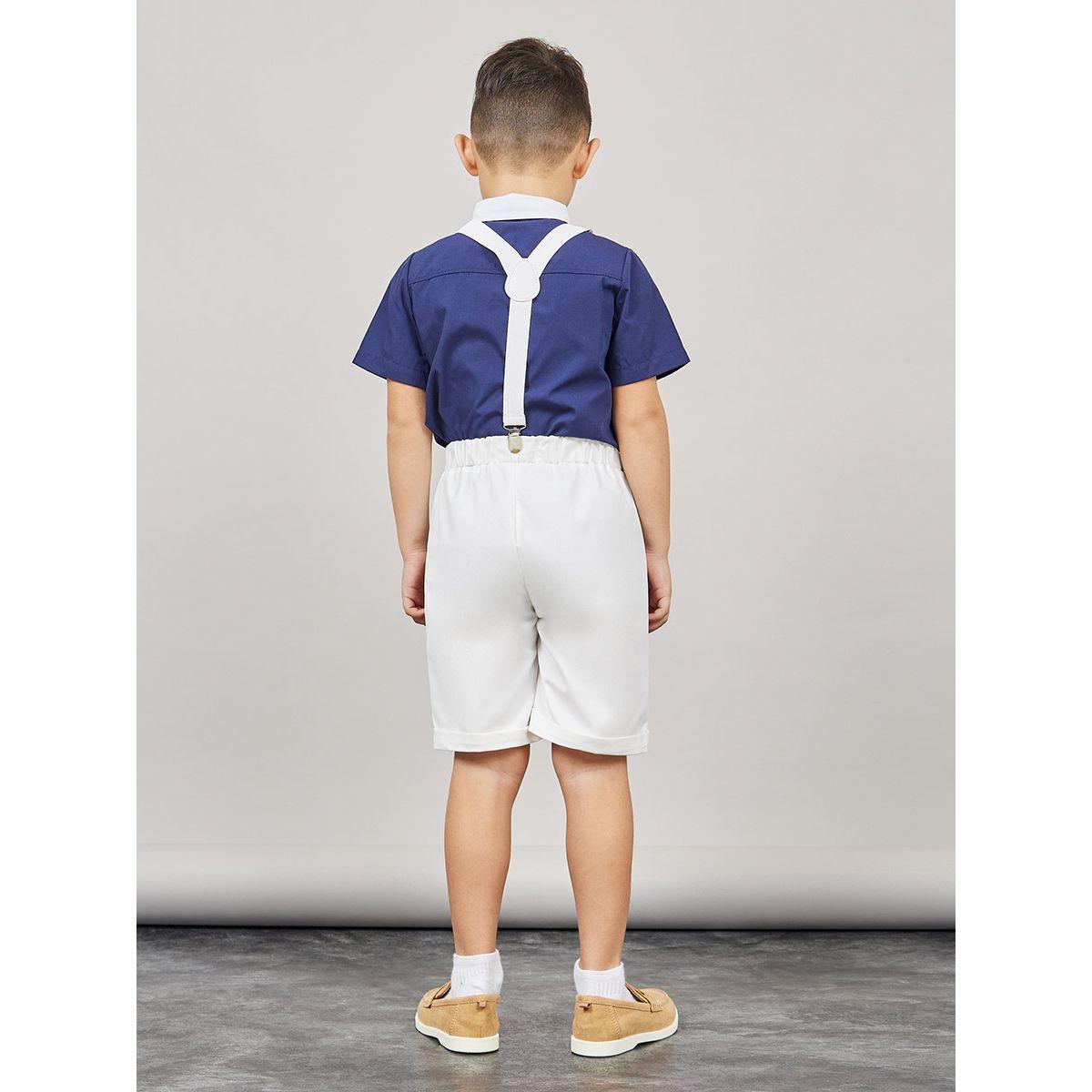 Styli Pack of 4 - Colorblock Pocket Detail Shirt, Bow Tie, Shorts & Suspender Belt-boys-clothing-setsandcoords-image-7