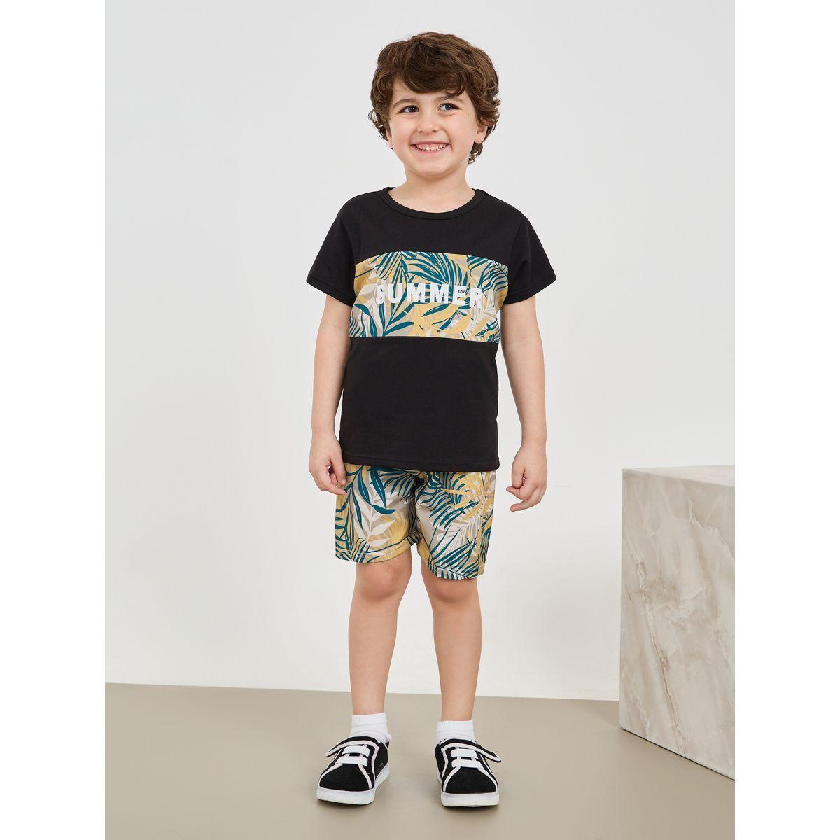 مجموعة من شورت وتيشيرت بطبعة استوائية-boys-clothing-setsandcoords-image-1