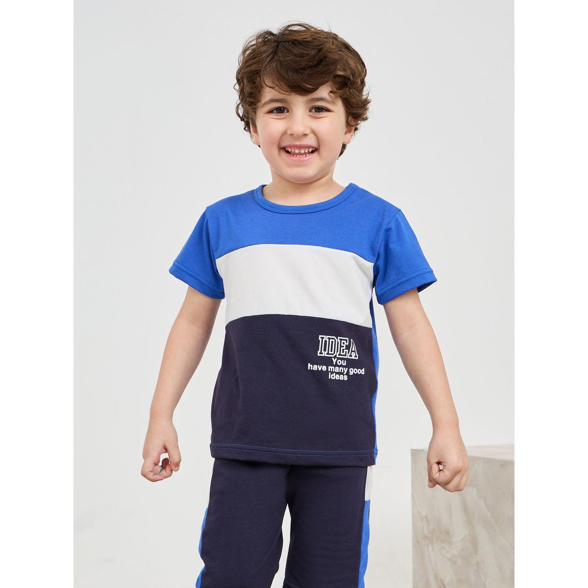 Styli Colorblock Printed T-Shirt & Short Set-boys-clothing-setsandcoords-image-2