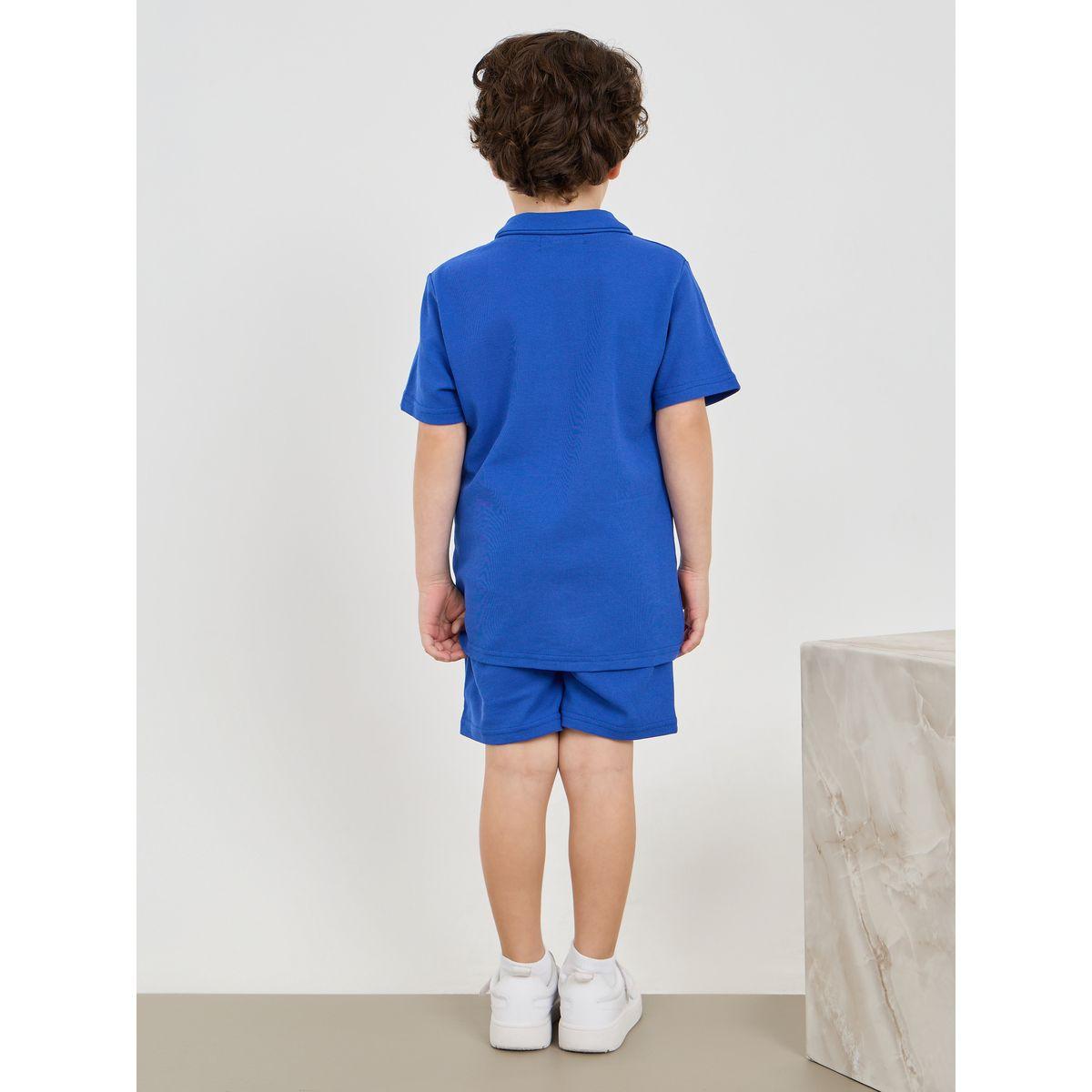 Styli Solid Polo T-Shirt & Pintuck Detail Short Set-boys-clothing-setsandcoords-image-5