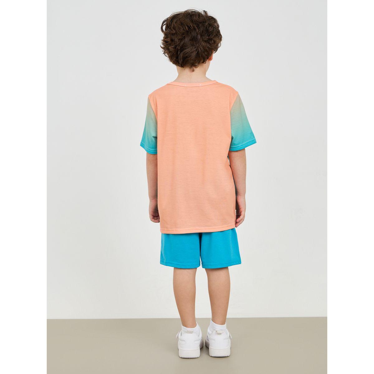 مجموعة من شورت وتيشيرت مطبع بكتابة-boys-clothing-setsandcoords-image-4