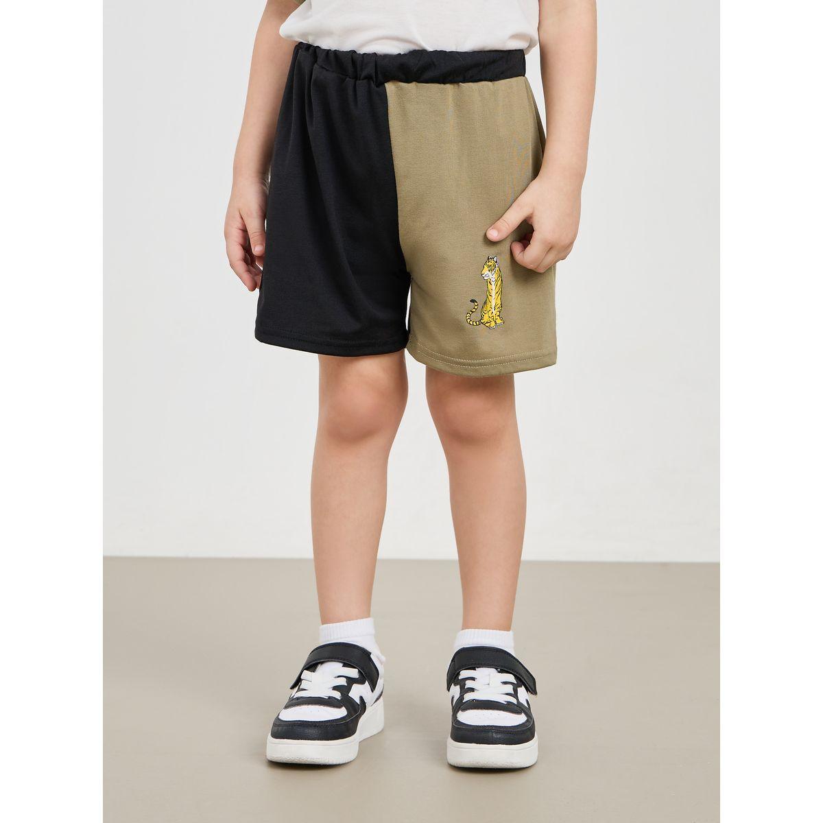 Styli Colorblock Slogan Print T-Shirt & Shorts Set-boys-clothing-setsandcoords-image-5