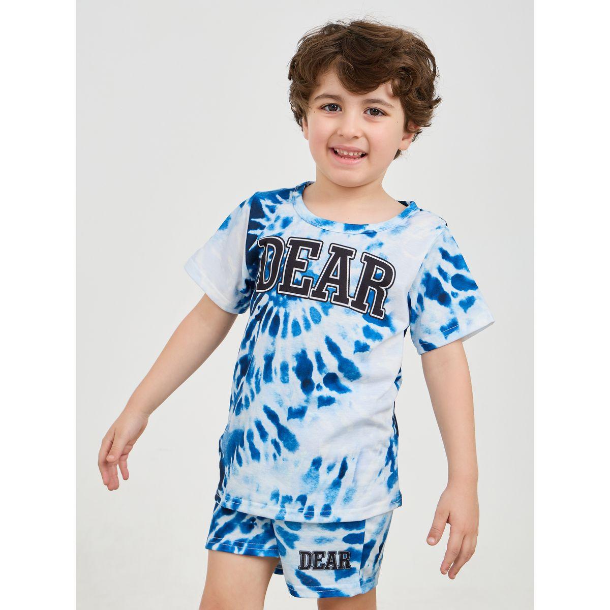 Styli Tie Dye Slogan Print T-Shirt & Shorts Set-boys-clothing-setsandcoords-image-3