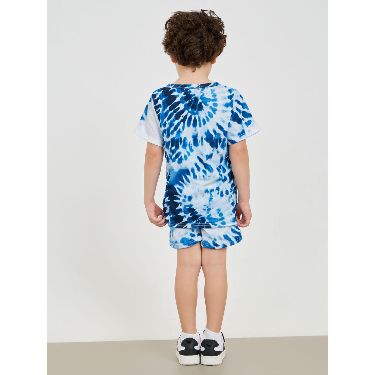 Styli Tie Dye Slogan Print T-Shirt & Shorts Set-boys-clothing-setsandcoords-image-5