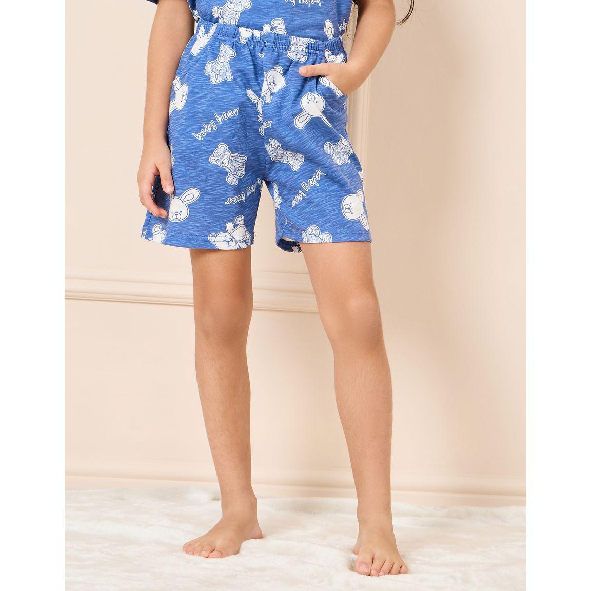 Styli All Over Bear Print T-Shirt & Short Set-girls-clothing-nightwear-image-4