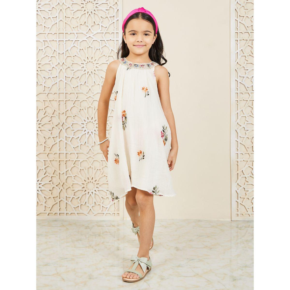 Styli Floral Embroidery Halter Neck Tunic Dress-girls-clothing-dressesandjumpsuits-image-2