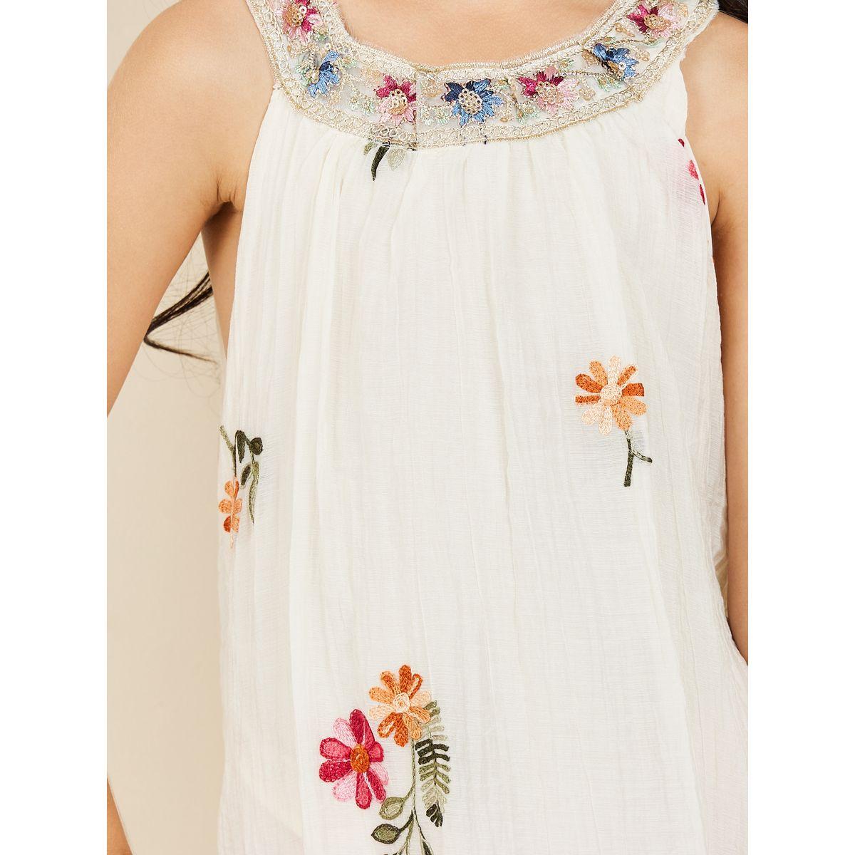 Styli Floral Embroidery Halter Neck Tunic Dress-girls-clothing-dressesandjumpsuits-image-3