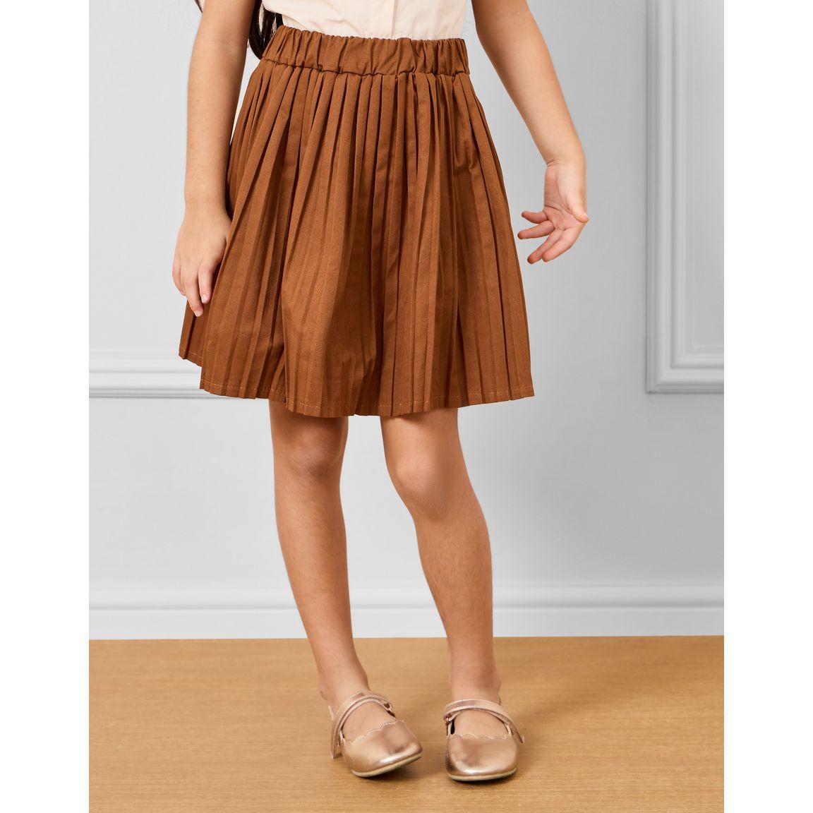 Styli Puff Sleeve Shirt & Pleated Skirt Set-girls-clothing-setsandcoords-image-5