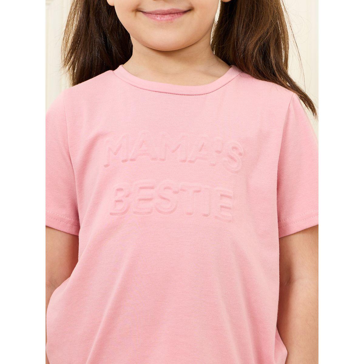 Styli Embossed Cotton T-shirt & Short Set-girls-clothing-setsandcoords-image-3