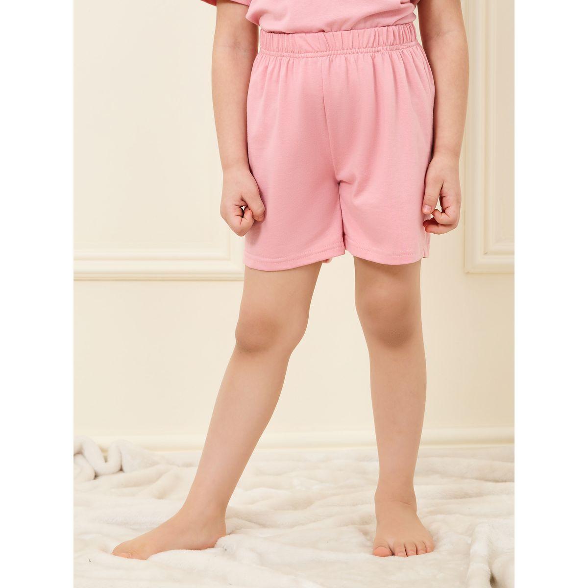Styli Embossed Cotton T-shirt & Short Set-girls-clothing-setsandcoords-image-4