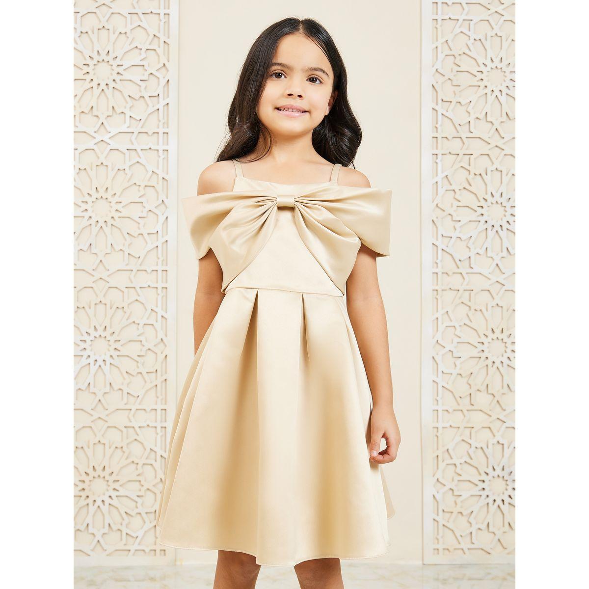 فستان بأكتاف مكشوفة وربطة فيونكة-girls-clothing-dressesandjumpsuits-image-2