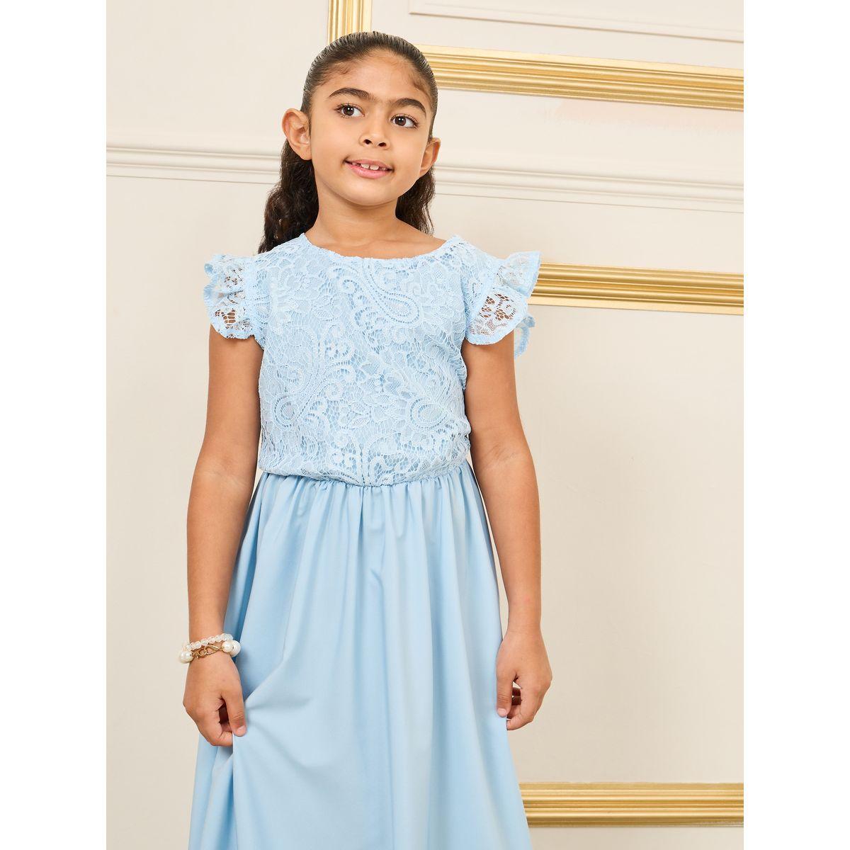 فستان طويل بتفاصيل دانتيل وكشكش-girls-clothing-dressesandjumpsuits-image-2