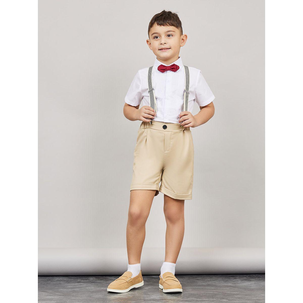 Styli Pack of 4 - Solid Shirt, Bow Tie, Shorts & Suspender Belt Set-boys-clothing-setsandcoords-image-1
