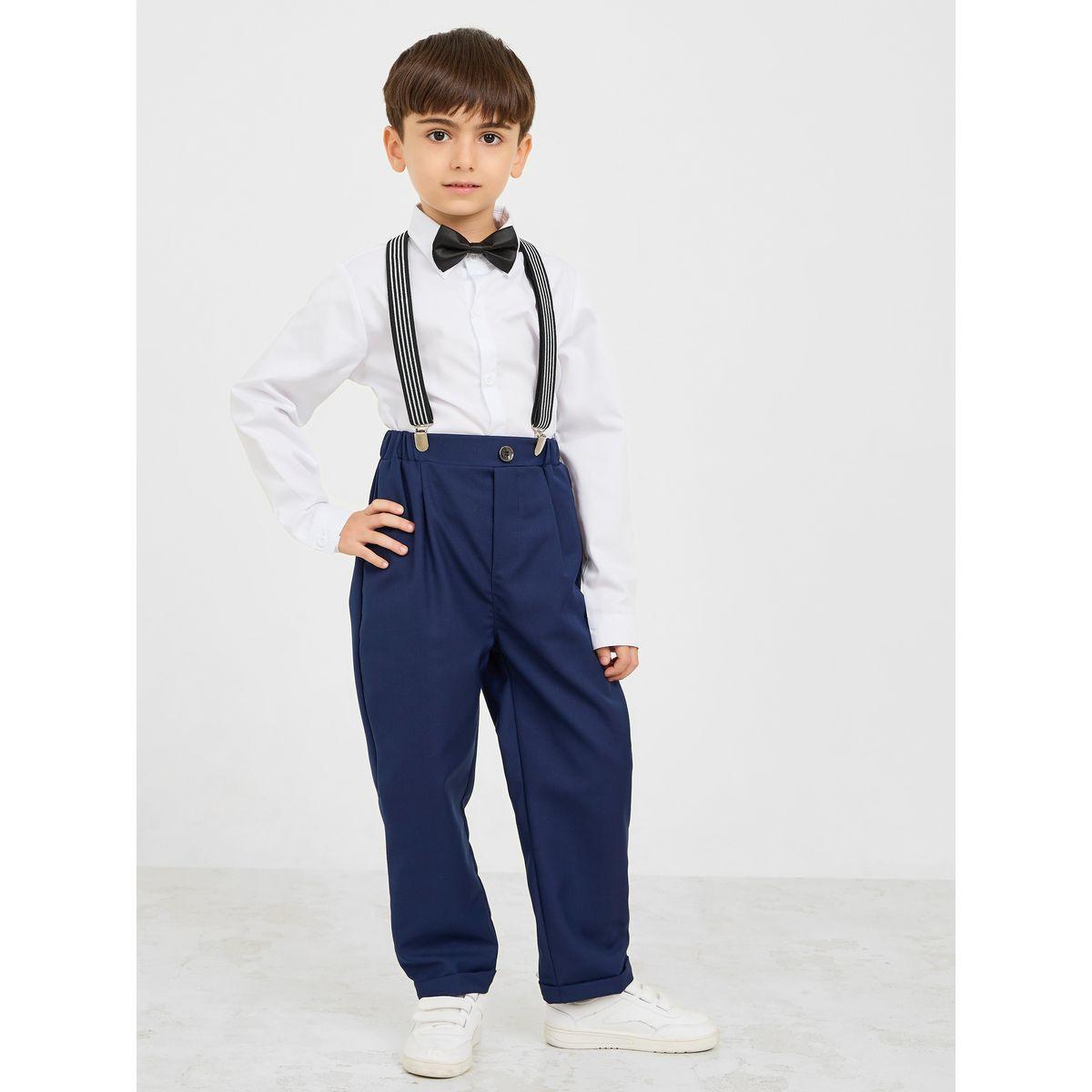 طقم من 4 - بنطال وقميص مع حمالة ساسبيندر وفيونكة-boys-clothing-setsandcoords-image-1