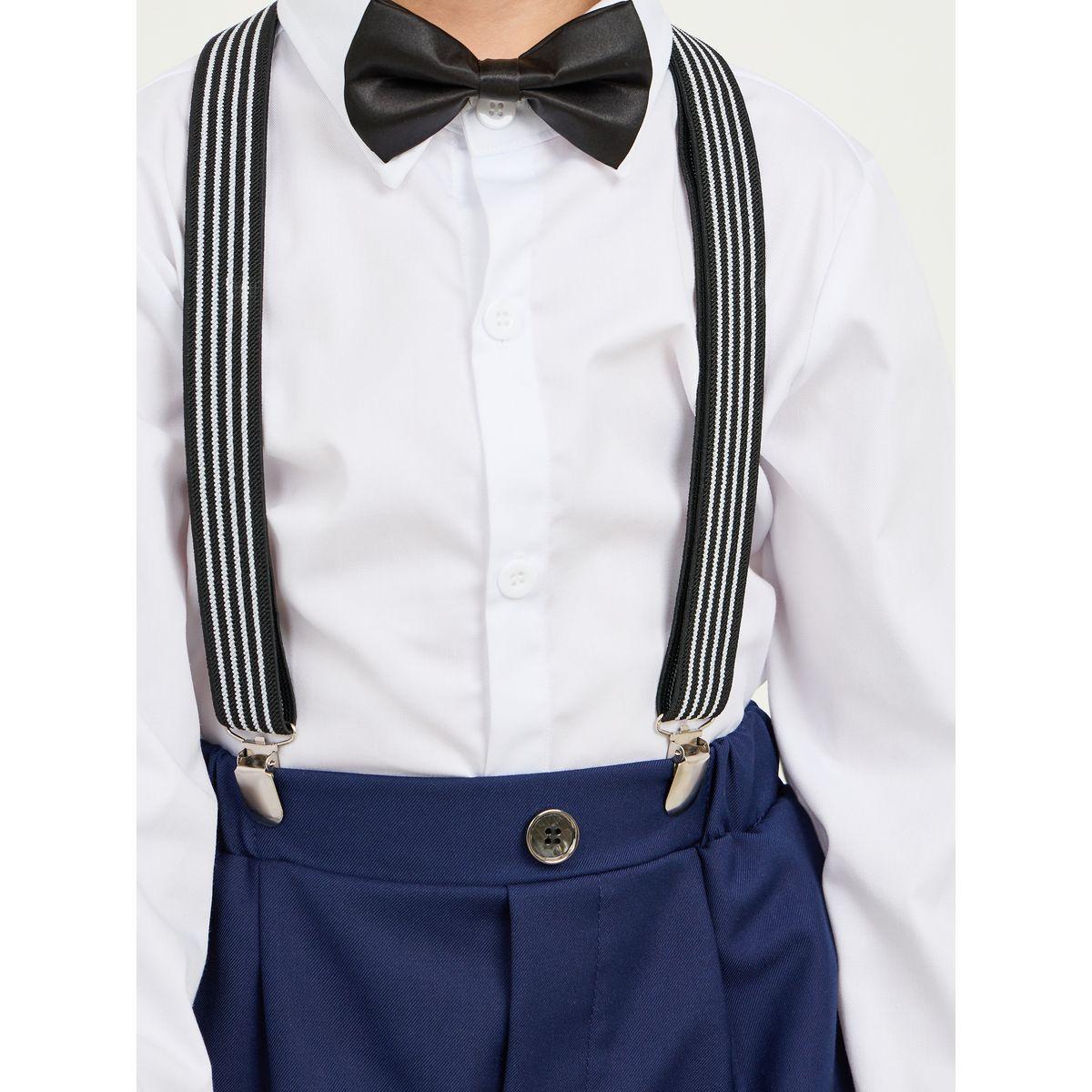 Styli Pack of 4 - Solid Shirt Striped Suspender Satin Bow Tie and Pant-boys-clothing-setsandcoords-image-3