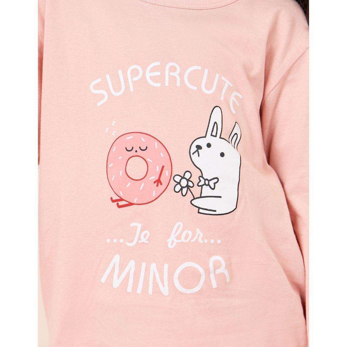 Styli Graphic Print Long Sleeve T-Shirt & Checked Pyjama Set-girls-clothing-nightwear-image-3