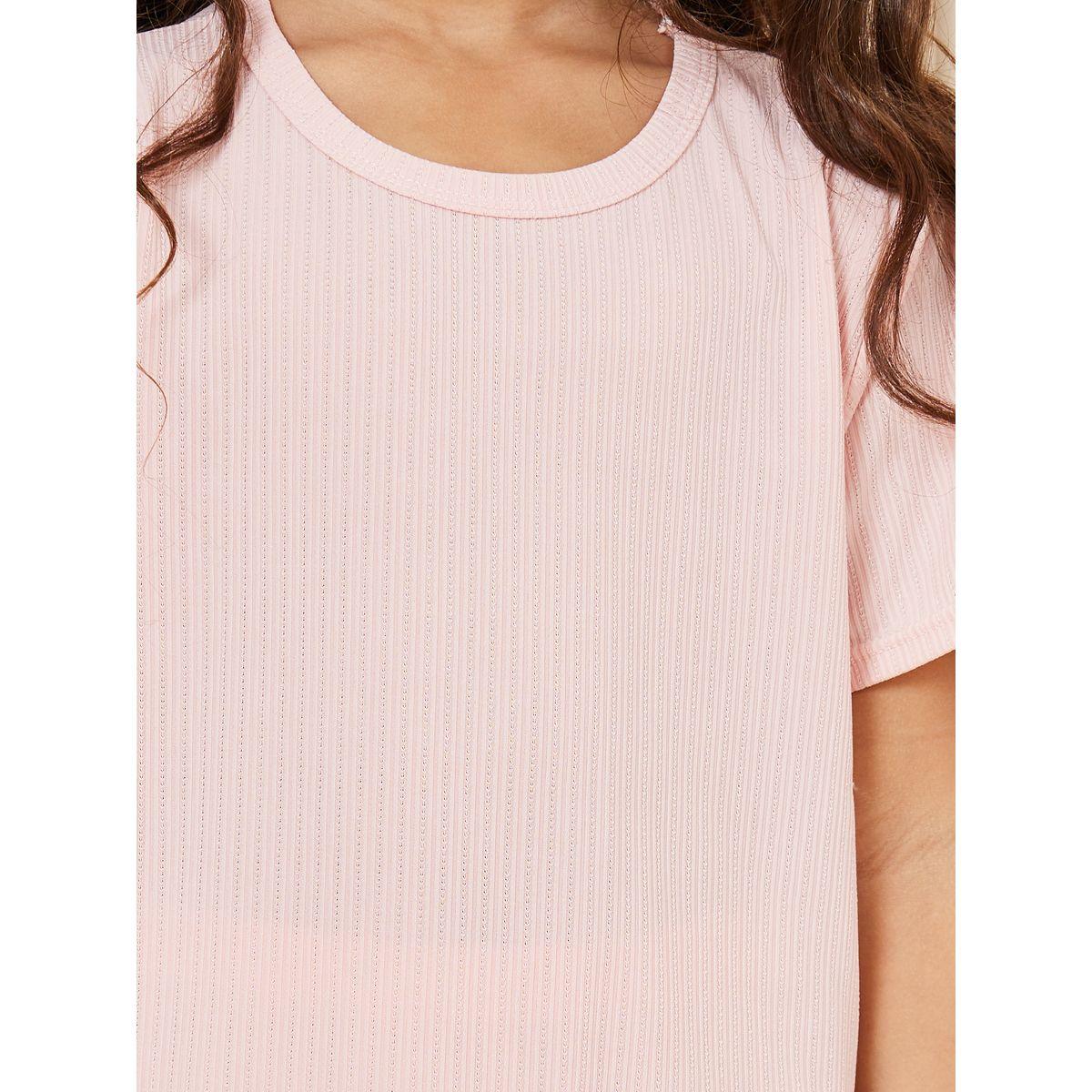 Styli Ribbed Knit T-shirt and Pyjama Set-girls-clothing-nightwear-image-3