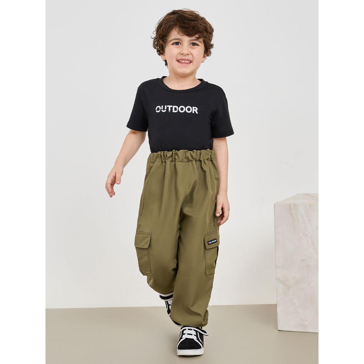 بنطال مزين بشارة مع جيوب كارجو-boys-clothing-bottoms-trousers-image-1