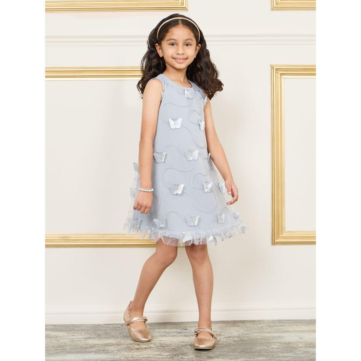 Styli Butterfly Applique Embroidery Detail Sleeveless Dress-girls-clothing-dressesandjumpsuits-image-2