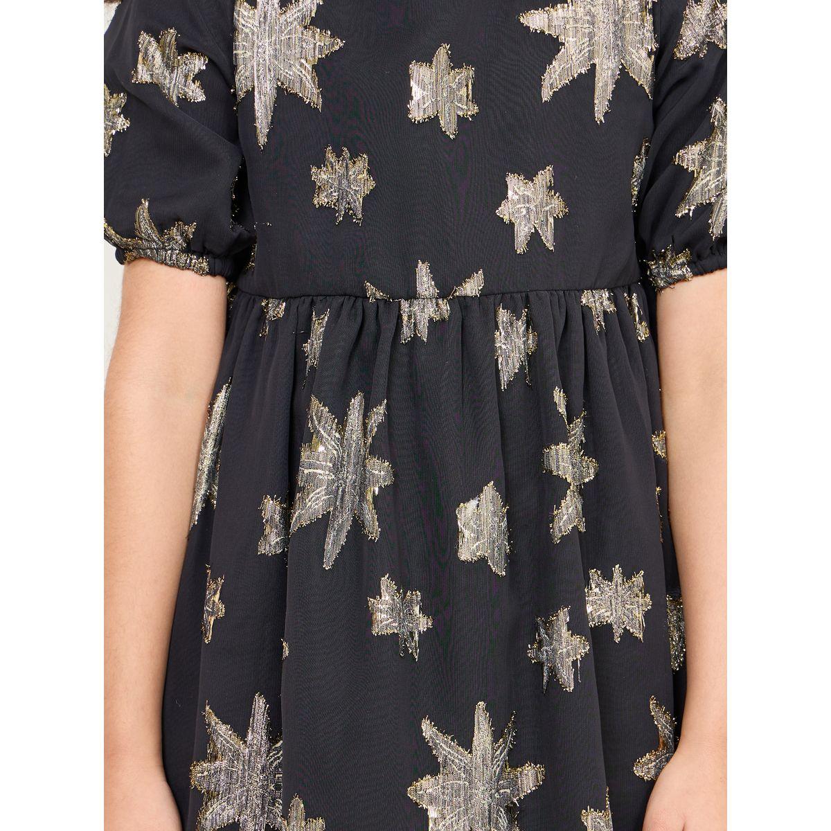 Styli All Over Star Embroidered Puff Sleeve A-Line Dress-girls-clothing-dressesandjumpsuits-image-3