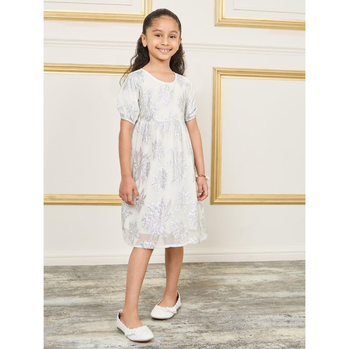 Styli All Over Embroidered A-Line Dress with Puff Sleeves-girls-clothing-dressesandjumpsuits-image-1
