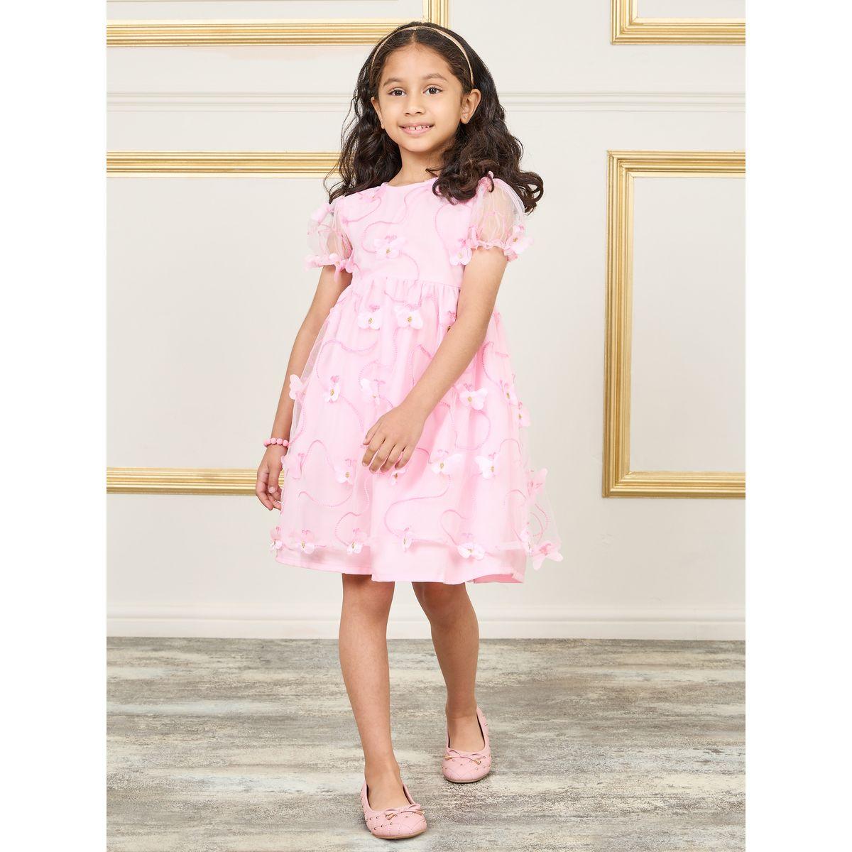 فستان مزين بزهور مع اكمام منفوخة-girls-clothing-dressesandjumpsuits-image-1
