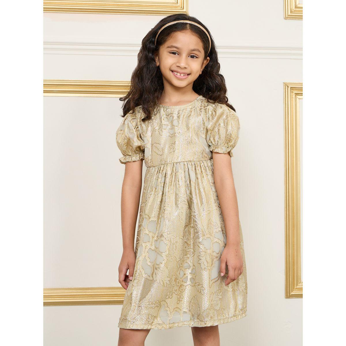 Styli Floral Foil Print Puff Sleeve A-Line Dress-girls-clothing-dressesandjumpsuits-image-2