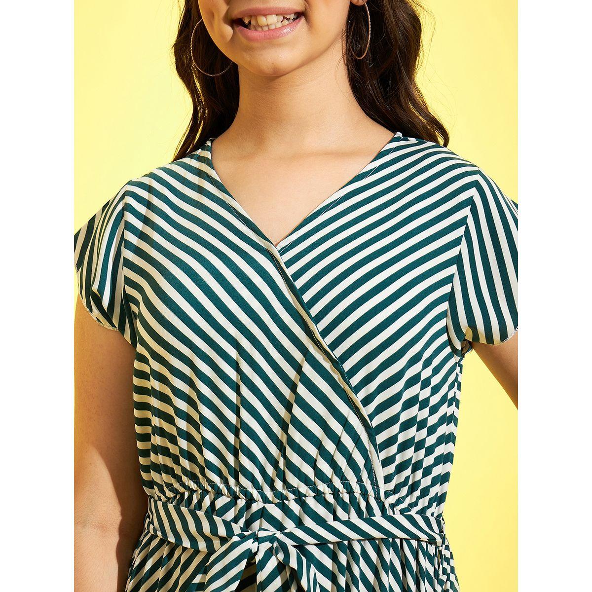 Styli Striped V Neck Wide Leg Jumpsuit with Self Tie Up-girls-clothing-rompers-image-3