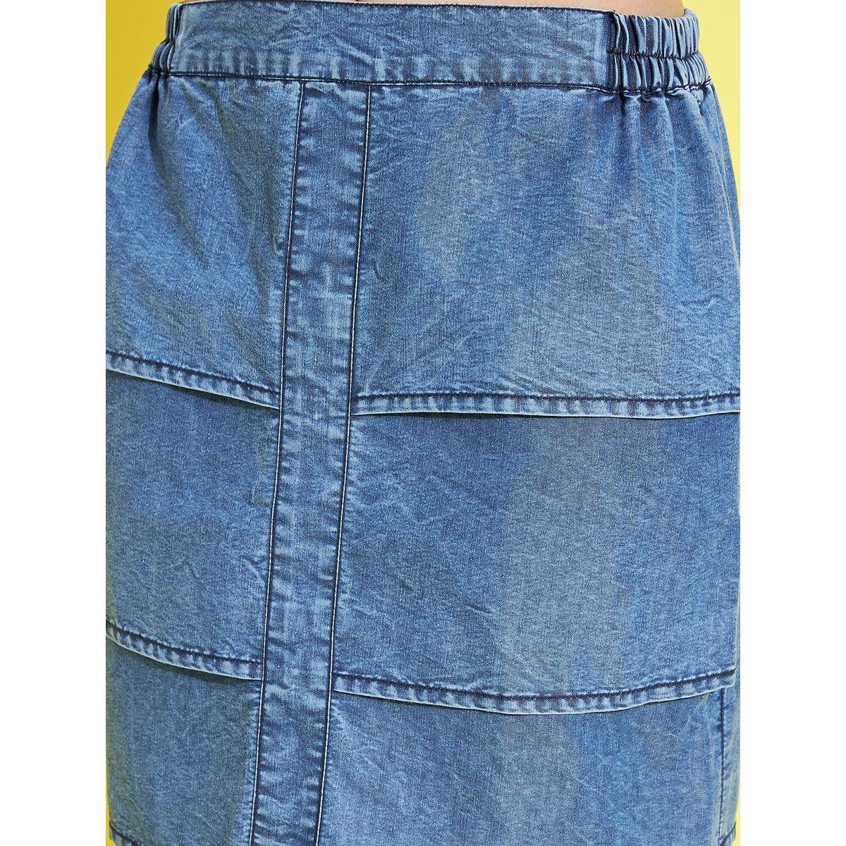 Styli Ruffle Detail Denim Top and Pencil Mini Skirt-girls-clothing-setsandcoords-image-3