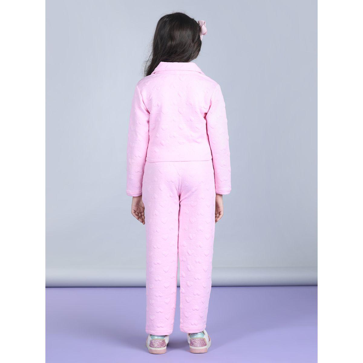 Styli Heart Embossed Notch Neck and Trouser Sets-girls-clothing-setsandcoords-image-2