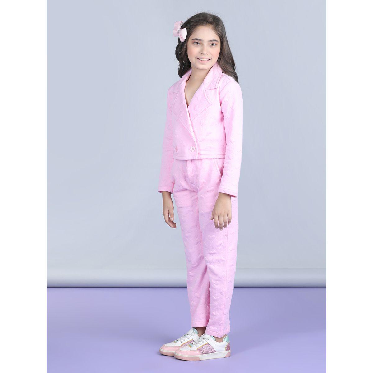 Styli Heart Embossed Notch Neck and Trouser Sets-girls-clothing-setsandcoords-image-4