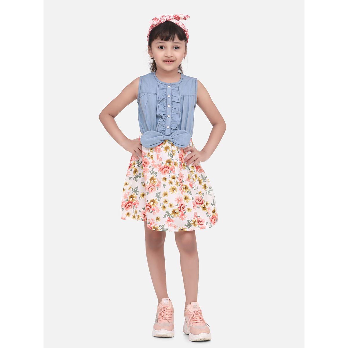 Styli Bow Detail Ruffle Detail Floral Print Dress-girls-clothing-dressesandjumpsuits-image-1