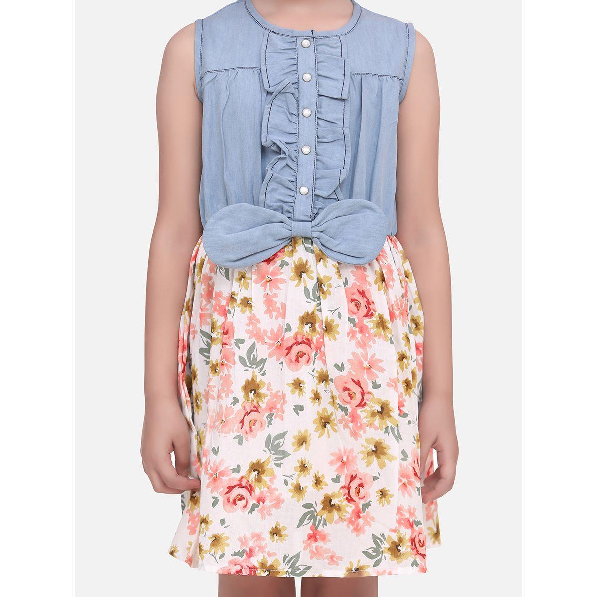 Styli Bow Detail Ruffle Detail Floral Print Dress-girls-clothing-dressesandjumpsuits-image-2