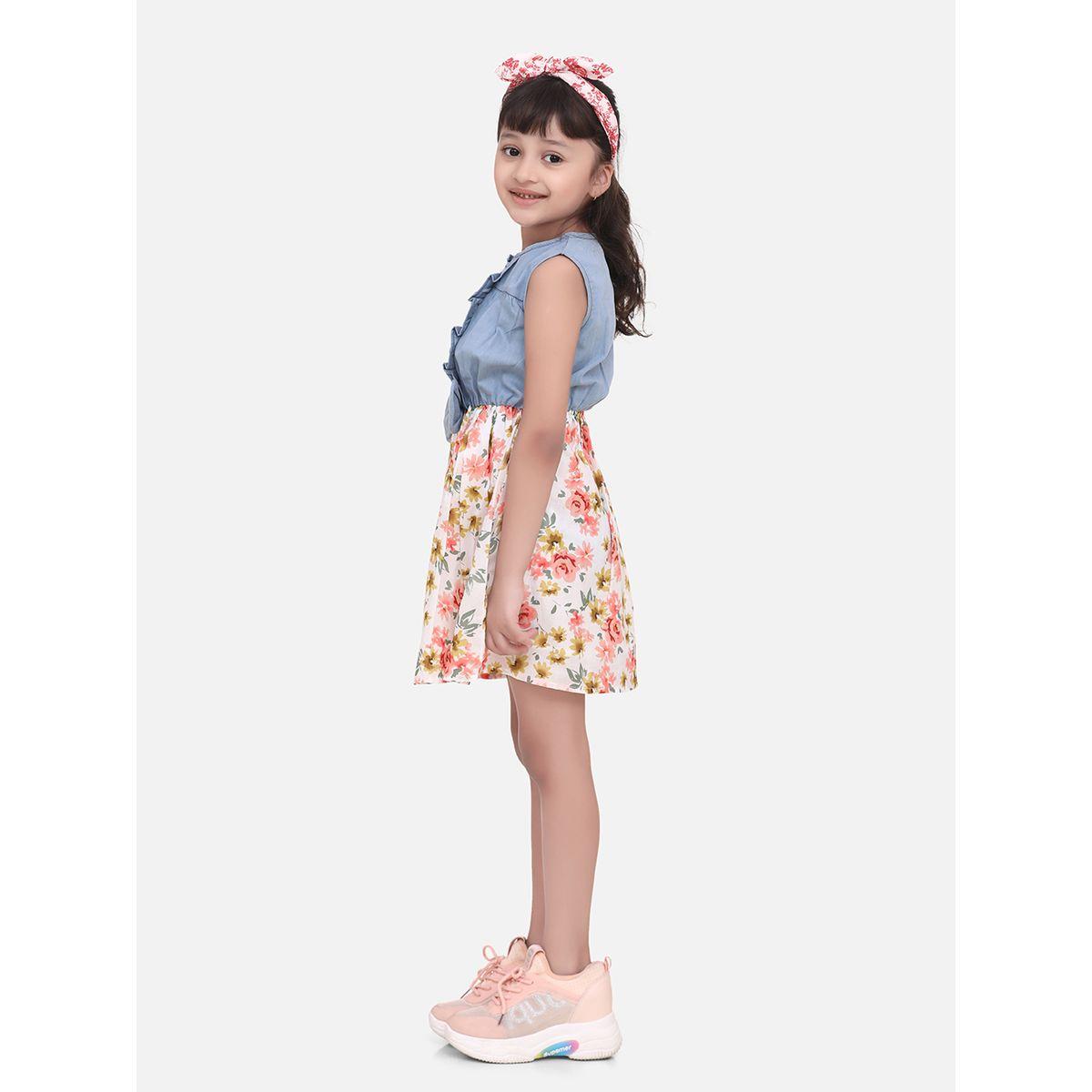 Styli Bow Detail Ruffle Detail Floral Print Dress-girls-clothing-dressesandjumpsuits-image-4