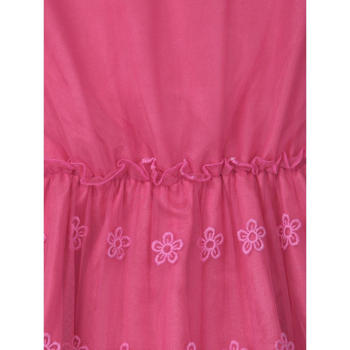Styli Embroidered Mesh Insert A-Line Dress-girls-clothing-dressesandjumpsuits-image-3