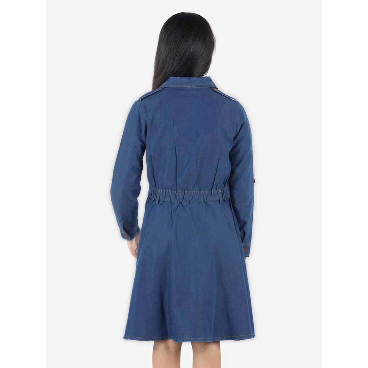 Styli Flap Pocket Detail Denim Dress-girls-clothing-dressesandjumpsuits-image-3
